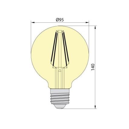 LED Glühbirne LEDSTAR AMBER G95 E27/8W/230V 2200K