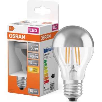 LED Glühbirne mit verspiegelter Kappe FILAMENT E27/6,5W/230V 2700K silber- Osram