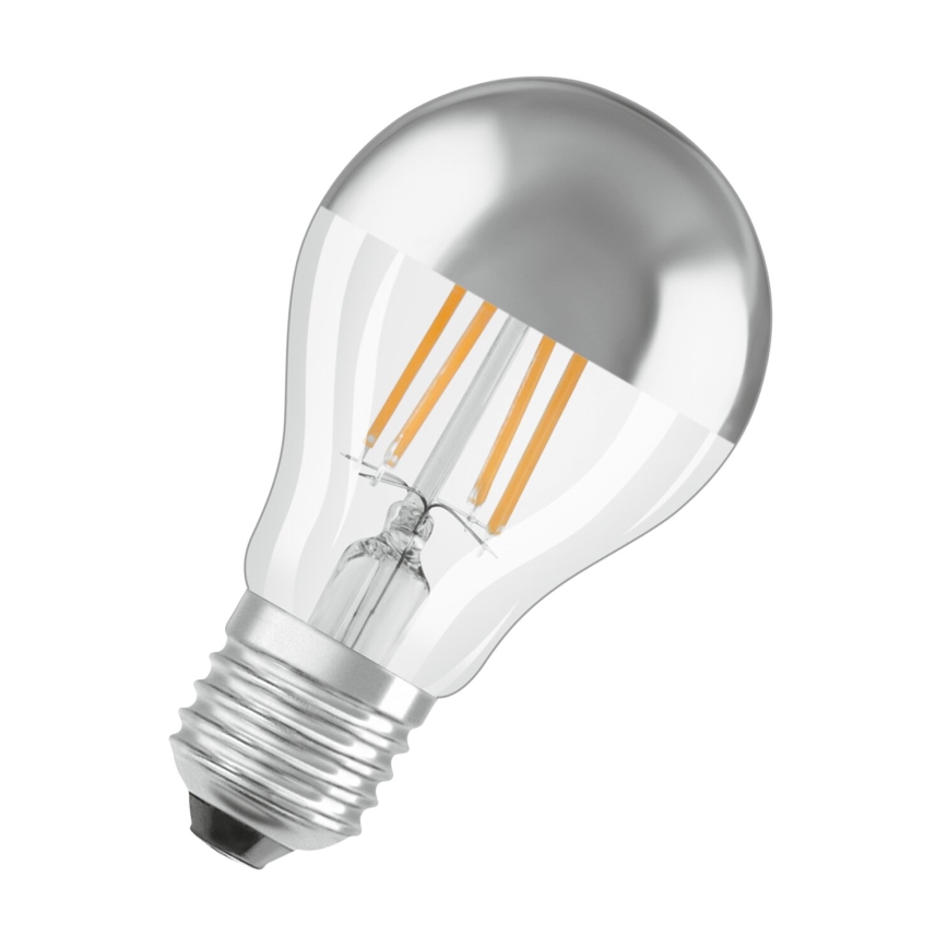 LED Glühbirne mit verspiegelter Kappe FILAMENT E27/6,5W/230V 2700K silber- Osram