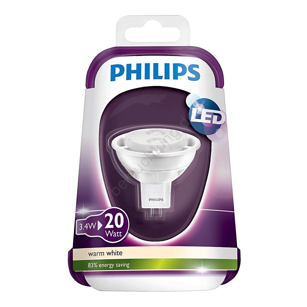 LED Glühbirne Philips GU5,3/MR16/3,4W/12V 2700K | Beleuchtung.de