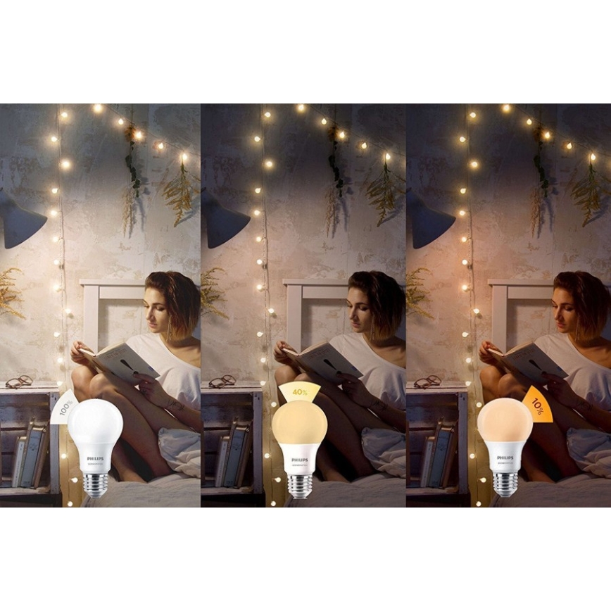 LED Glühbirne Philips SCENE SWITCH A60 E27/8W/230V 2200K-2700K