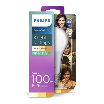LED Glühbirne Philips SCENE SWITCH A67 E27/14W/230V 2200K-2700K