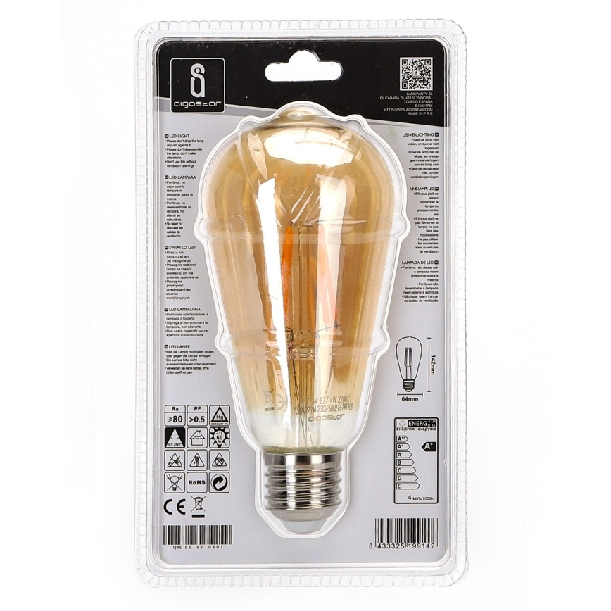 LED Glühbirne ST64 E27/4W/230V 2200K - Aigostar