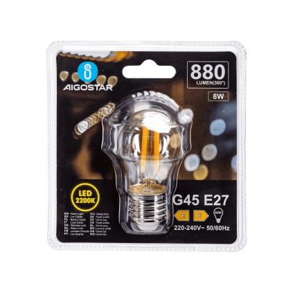 LED-Glühbirne VINTAGE G45 E27/8W/230V 2200K - Aigostar