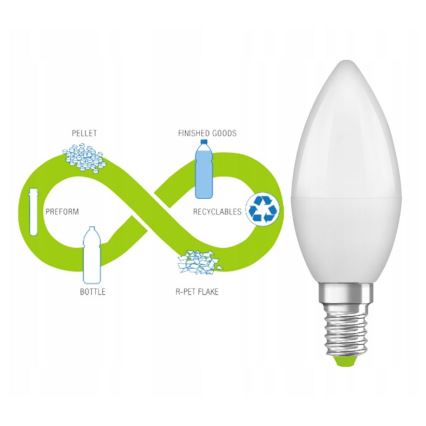 LED-Glühlampe aus recyceltem Kunststoff B40 E14/4,9W/230V 4000K - Ledvance