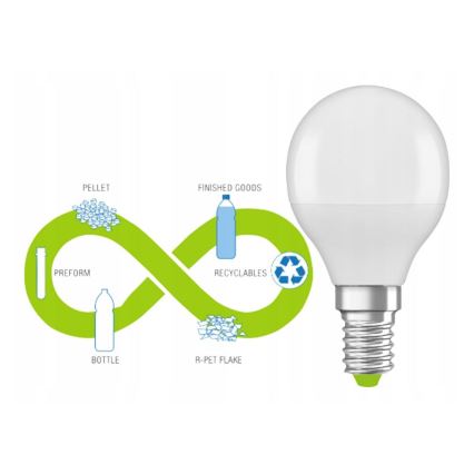 LED-Glühlampe aus recyceltem Kunststoff P45 E14/4,9W/230V 2700K - Ledvance