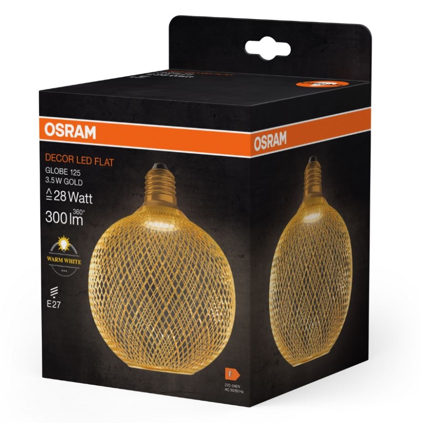 LED-Glühlampe DECOR FLAT G125 E27/3,5W/230V 2700K golden - Osram
