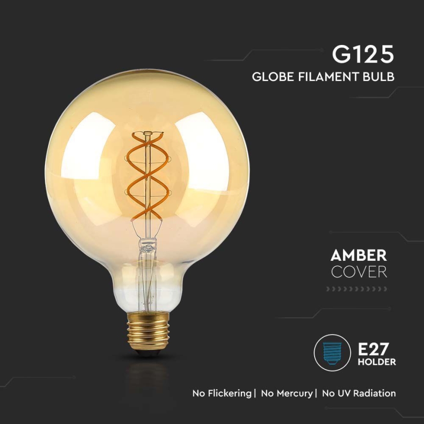 LED-Glühlampe FILAMENT G125 E27/5W/230V 1800K
