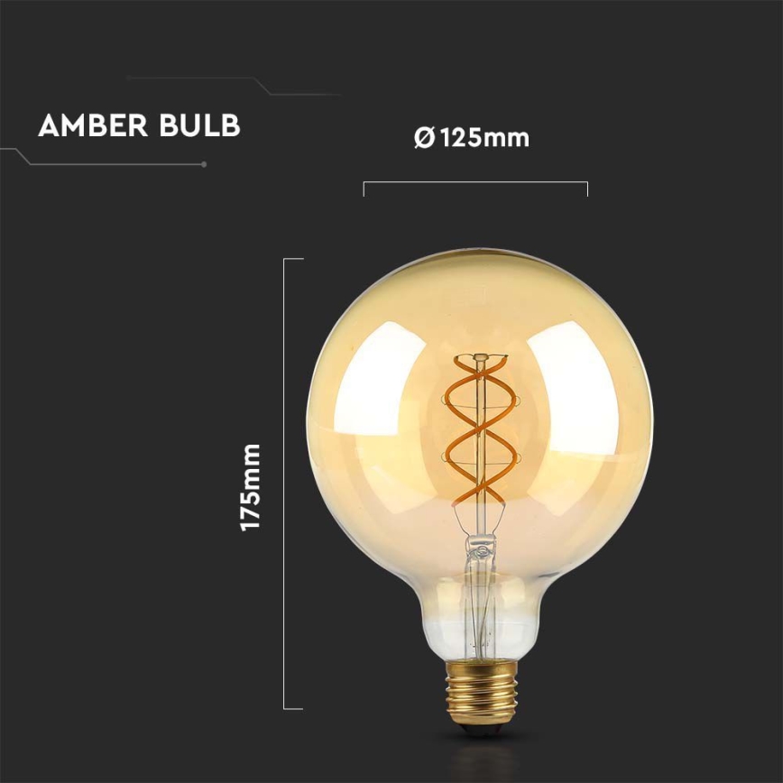 LED-Glühlampe FILAMENT G125 E27/5W/230V 1800K