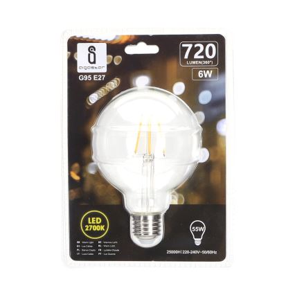 LED-Glühlampe FILAMENT G95 E27/6W/230V 2700K - Aigostar