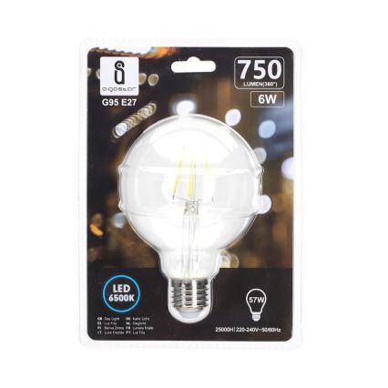 LED-Glühlampe FILAMENT G95 E27/6W/230V 6500K - Aigostar