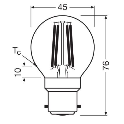 LED-Glühlampe FILAMENT P45 B22d/3W/230V 2700K - Osram