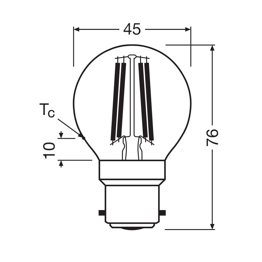 LED-Glühlampe FILAMENT P45 B22d/3W/230V 2700K - Osram