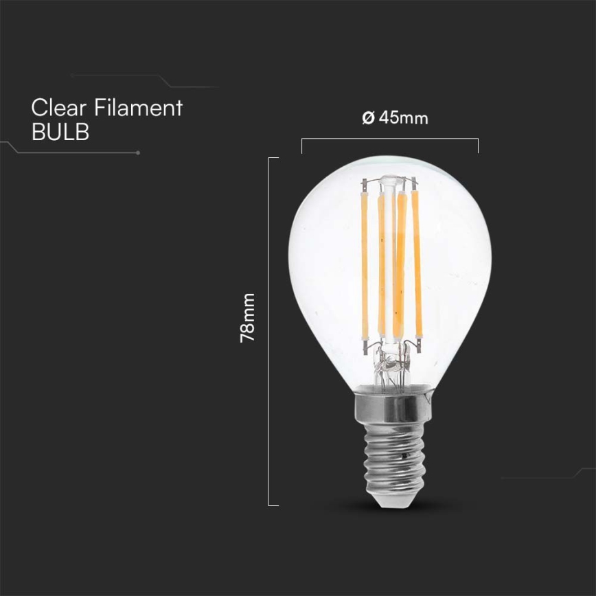 LED-Glühlampe FILAMENT P45 E14/6W/230V 6500K