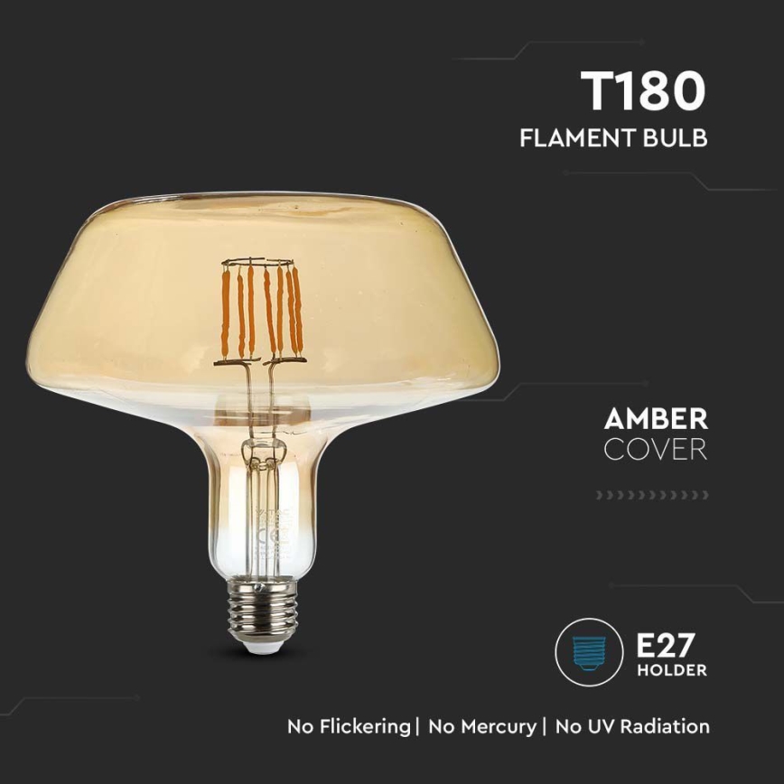 LED-Glühlampe FILAMENT T180 E27/8W/230V 1800K