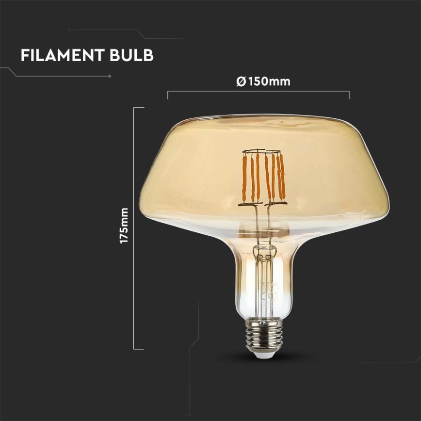 LED-Glühlampe FILAMENT T180 E27/8W/230V 1800K