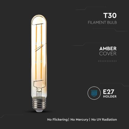 LED-Glühlampe FILAMENT T30 E27/6W/230V 2200K