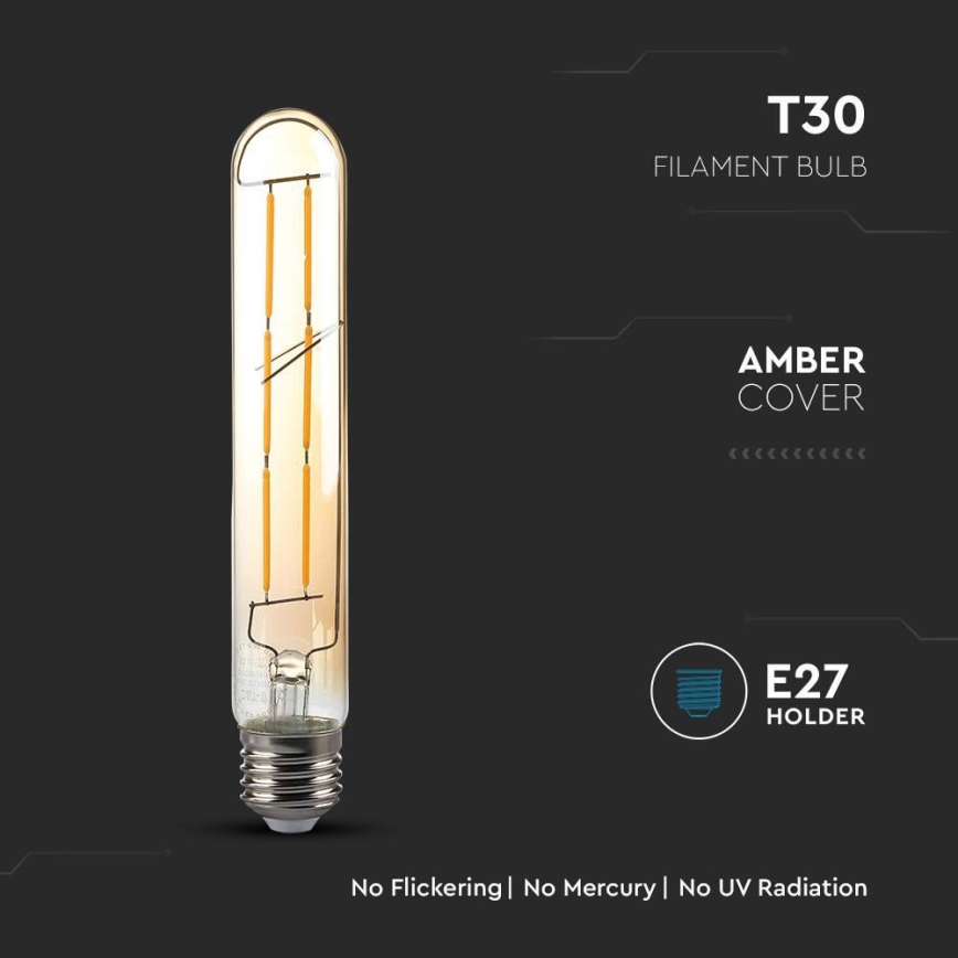 LED-Glühlampe FILAMENT T30 E27/6W/230V 2200K