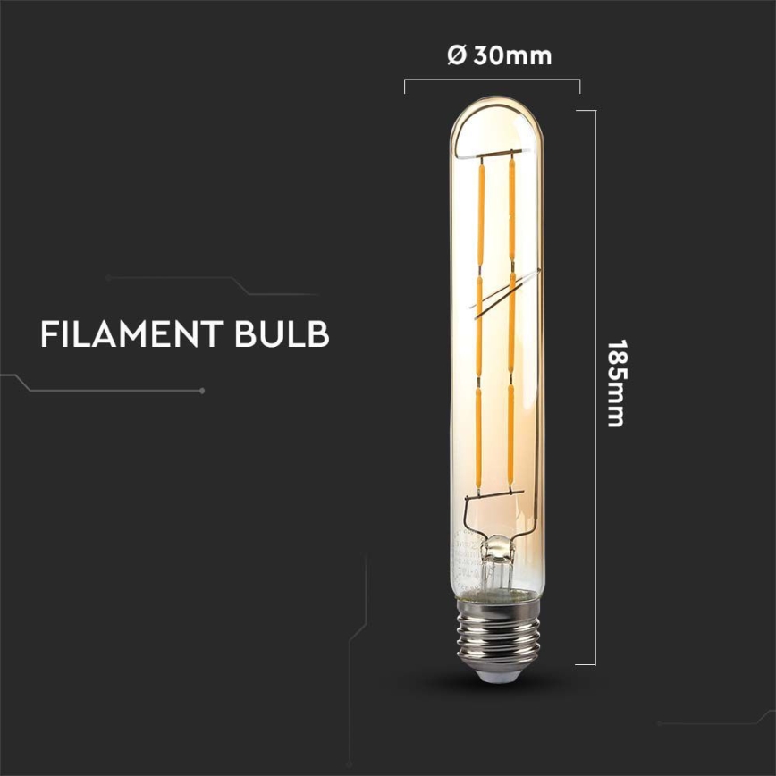LED-Glühlampe FILAMENT T30 E27/6W/230V 2200K