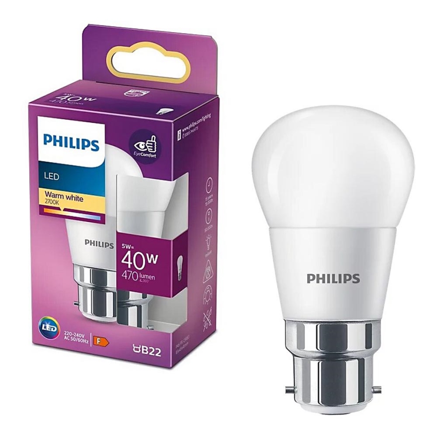 LED-Glühlampe Philips P45 B22/5W/230V 2700K