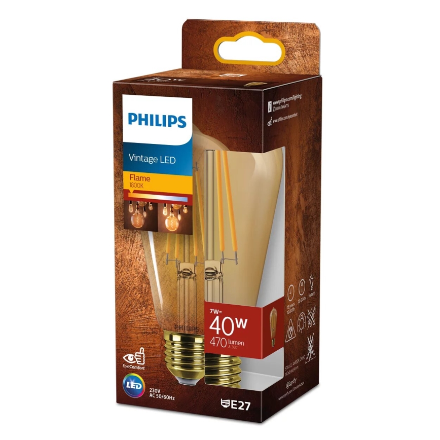 LED-Glühlampe VINTAGE Philips ST64 E27/7W/230V 1800K