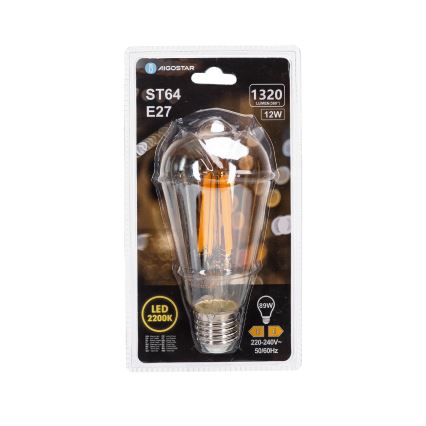 LED-Glühlampe VINTAGE ST64 E27/12W/230V 2200K - Aigostar