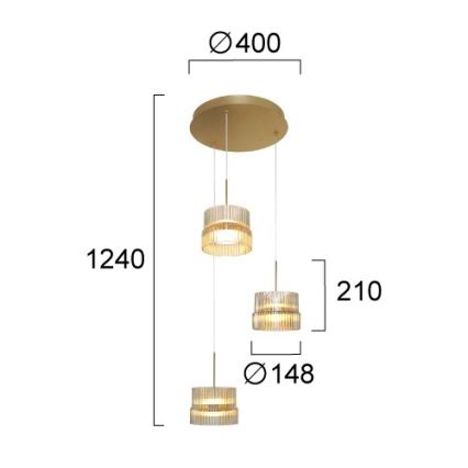 LED-Hängeleuchte an Drahtseil LUXE LED/34W/230V Messing