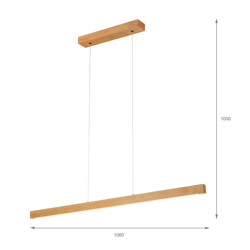 LED-Hängeleuchte an Drahtseil VERDE LED/18W/230V 3000K 106 cm Eiche