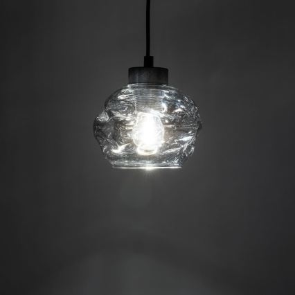 LED-Hängeleuchte an Drahtseil ZULIA 1xE27/15W/230V schwarz/rauchschwarz