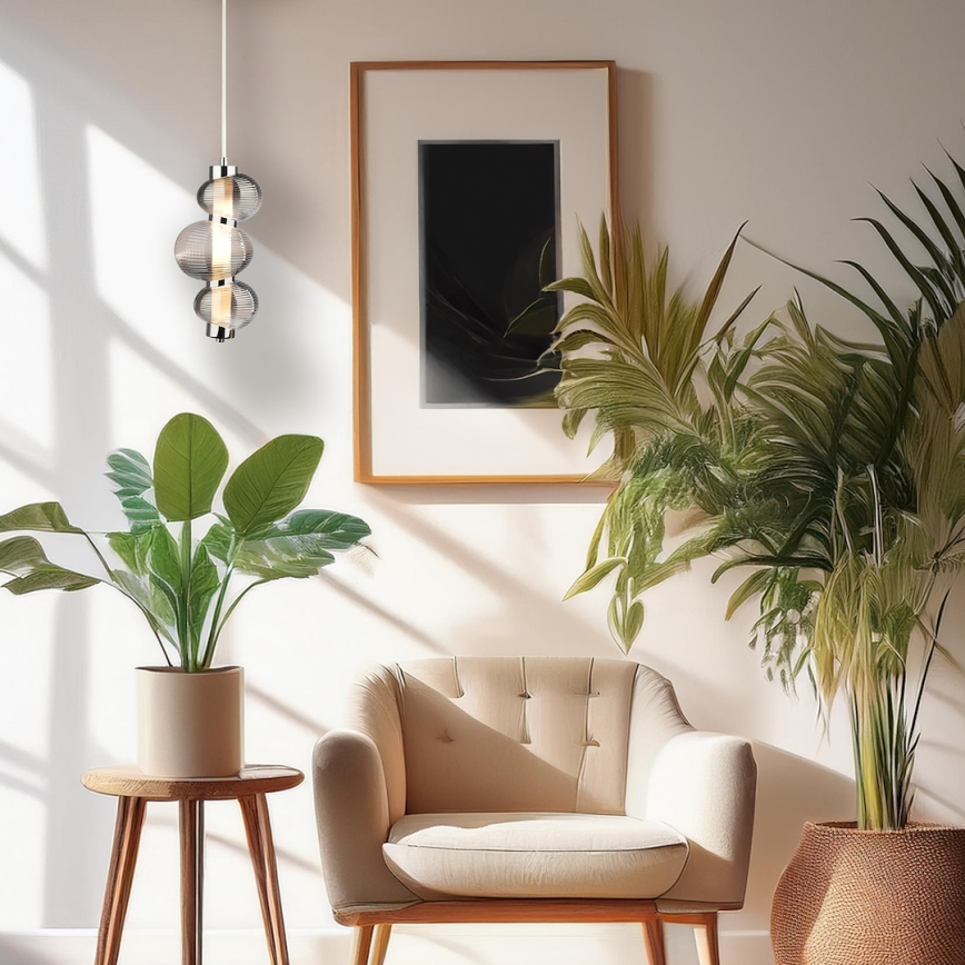 LED-Hängeleuchte an Kabel BOLLA LED/12W/230V Ø 16 cm glänzender Chrom/rauchgrau