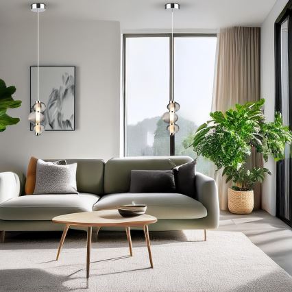 LED-Hängeleuchte an Kabel BOLLA LED/12W/230V Ø 16 cm glänzender Chrom/rauchgrau