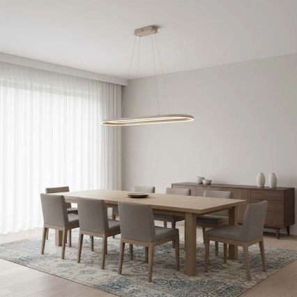 LED-Hängeleuchte an Kabel CASHMERE LED/80W/230V 30x100 cm beige