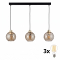 LED-Hängeleuchte an Kabel DEVI 3xE27/15W/230V schwarz/rauchbeige