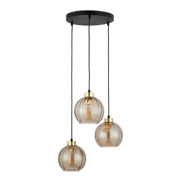 LED-Hängeleuchte an Kabel DEVI 3xE27/15W/230V schwarz/rauchbeige