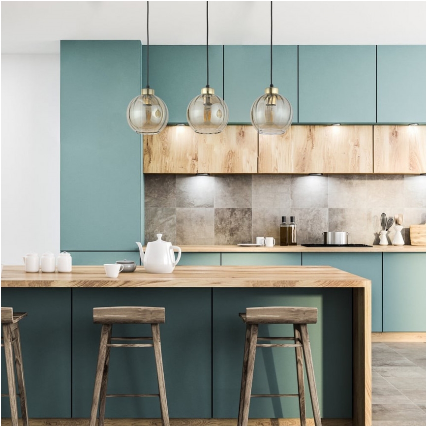 LED-Hängeleuchte an Kabel DEVI 3xE27/15W/230V schwarz/rauchbeige