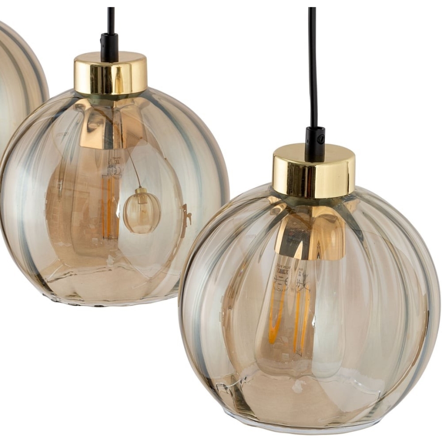 LED-Hängeleuchte an Kabel DEVI 3xE27/15W/230V schwarz/rauchbeige