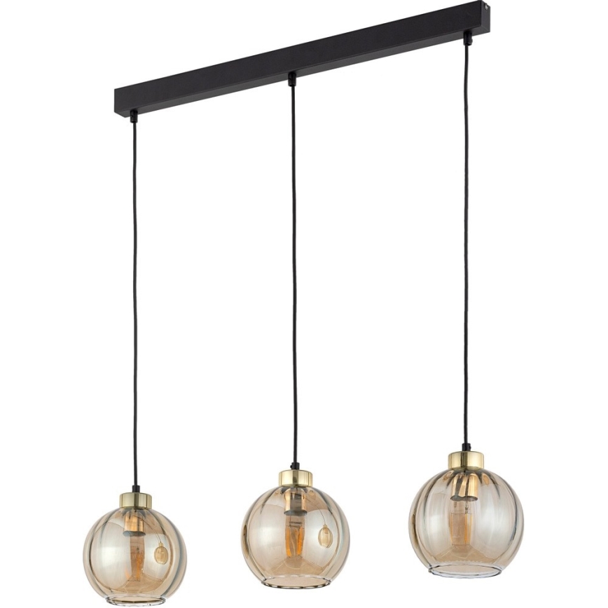 LED-Hängeleuchte an Kabel DEVI 3xE27/15W/230V schwarz/rauchbeige