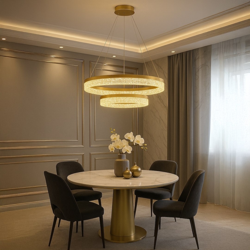 LED-Hängeleuchte an Kabel GALA, 54 W, 230 V, Ø 60 cm, goldfarben