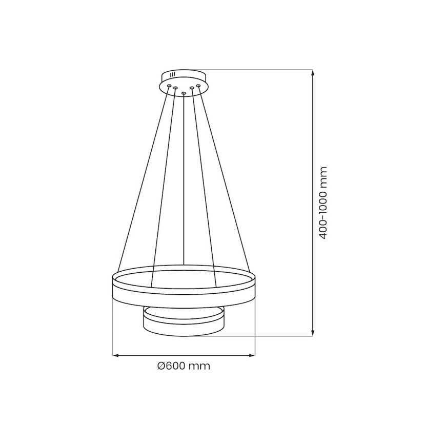LED-Hängeleuchte an Kabel GALA, 54 W, 230 V, Ø 60 cm, goldfarben