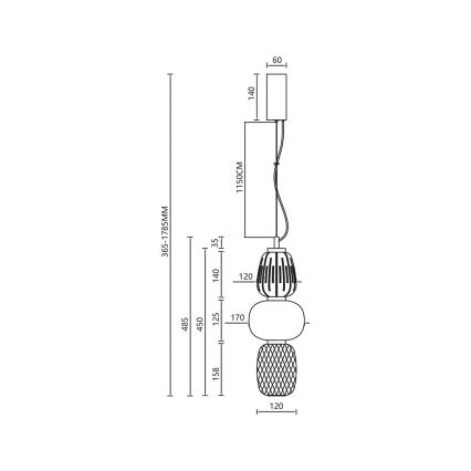 LED-Hängeleuchte an Schnur CARO LED/28W/230V golden