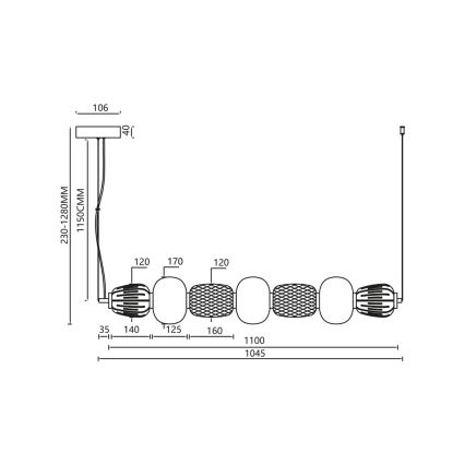 LED-Hängeleuchte an Schnur CARO LED/42W/230V golden