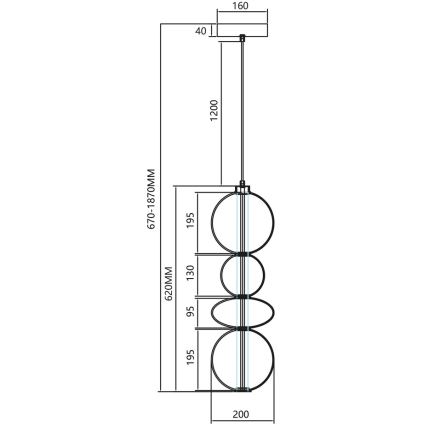 LED-Hängeleuchte an Schnur DAPHNE LED/36W/230V grau