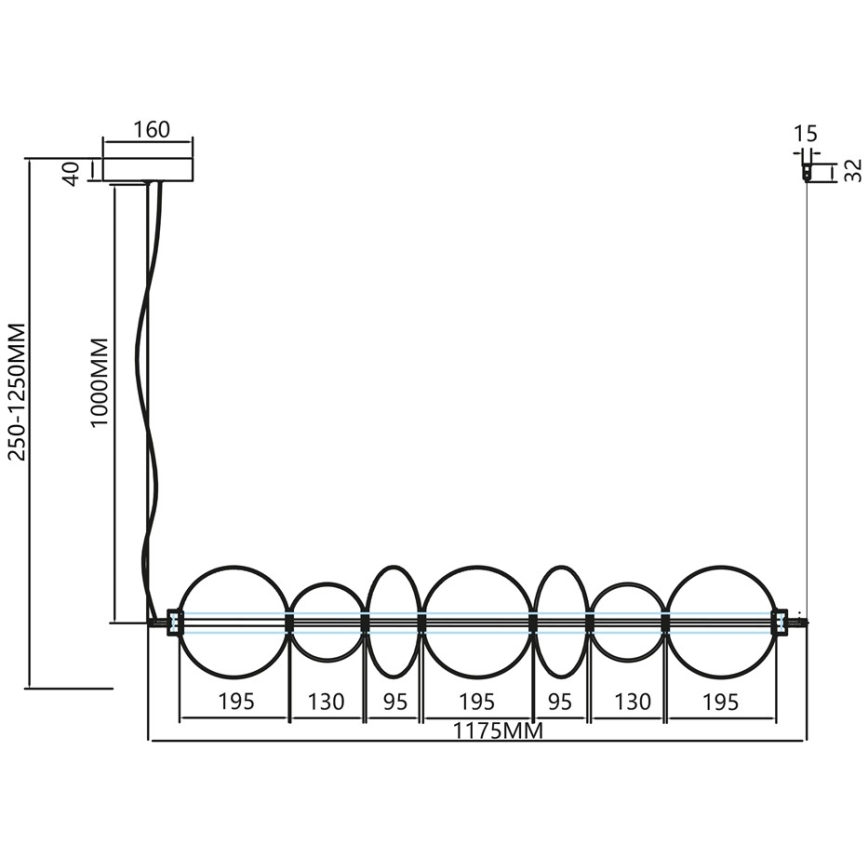LED-Hängeleuchte an Schnur DAPHNE LED/40W/230V grau