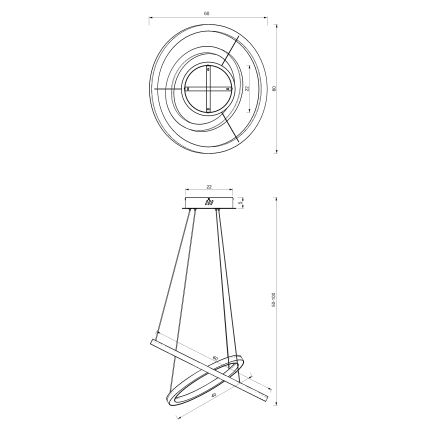 LED-Hängeleuchte an Schnur GALAXIA LED/46W/230V schwarz