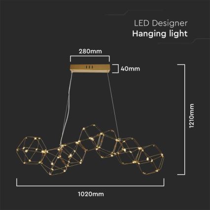 LED-Hängeleuchte an Schnur LED/28W/230V 3000K golden