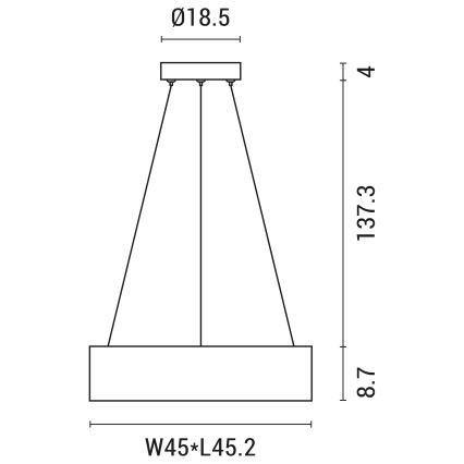 LED-Hängeleuchte an Schnur LED/30W/230V 3000K 45x45 cm grau