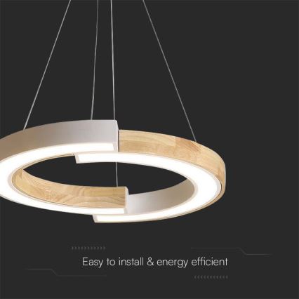 LED-Hängeleuchte an Schnur LED/32W/230V 3000K weiß/Holz