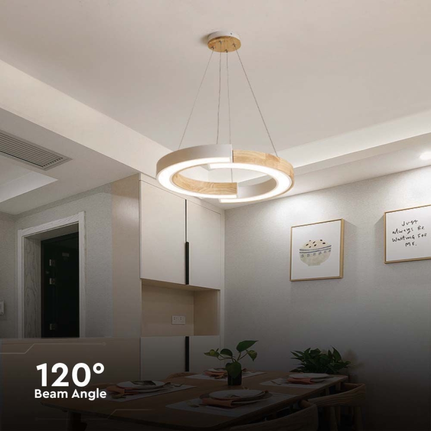 LED-Hängeleuchte an Schnur LED/32W/230V 3000K weiß/Holz