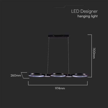 LED-Hängeleuchte an Schnur LED/38W/230V 3000K schwarz