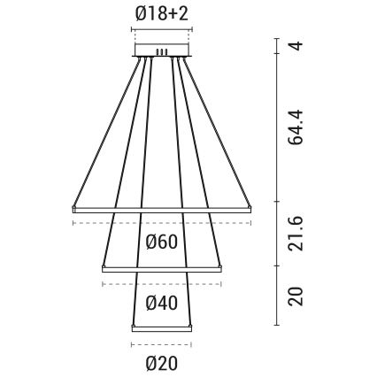 LED-Hängeleuchte an Schnur LED/42W/230V 3000K schwarz